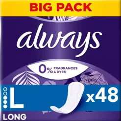 Always Daily Protect Long Panty Liners 0 % Fragrances & Dyes