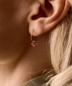BlomdahlGolden Titanium Ear Ring 14 mm, Bicone 6 mm Crystal
