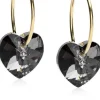 BlomdahlGolden Titanium Ear Ring 14 mm, Heart 10 mm, Rainbow Black Diamond