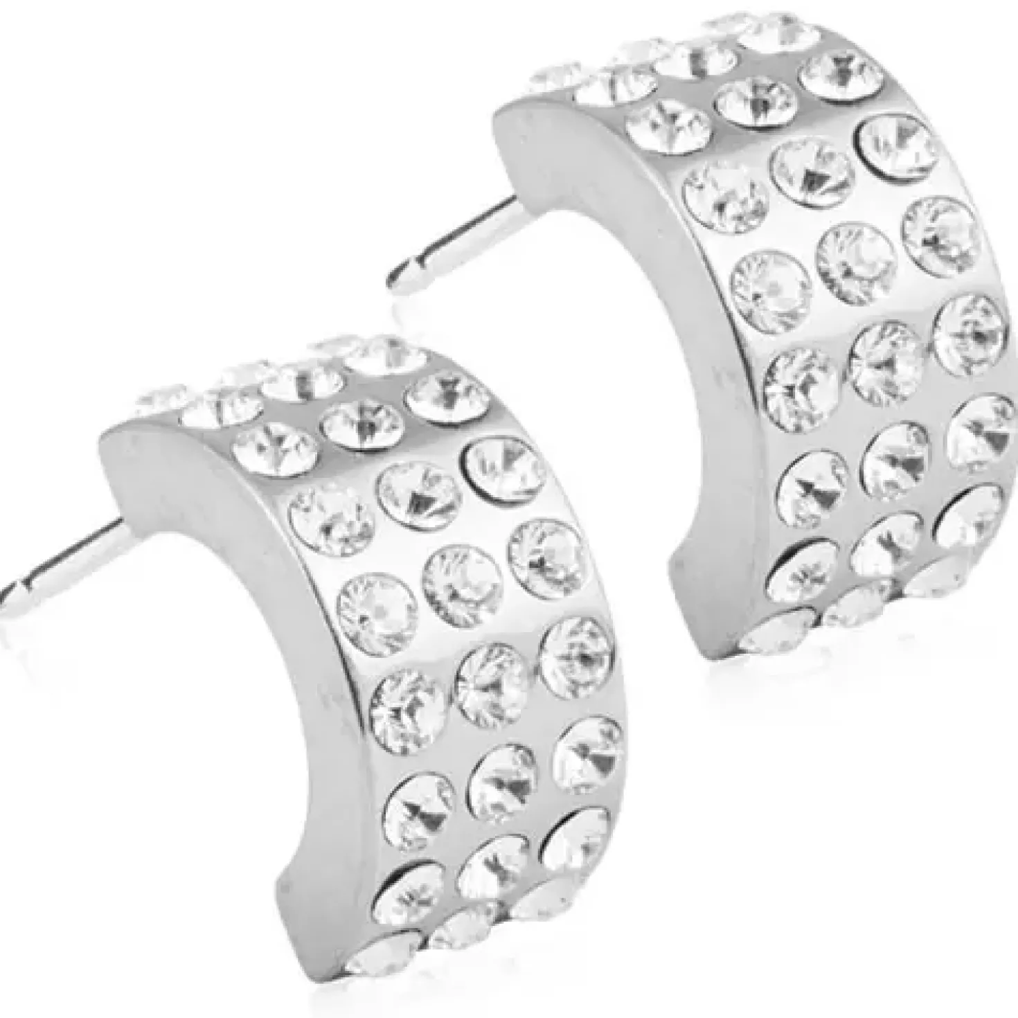 Blomdahl Natural Titanium Pendant Grand Brilliance Curved 10mm Crystal