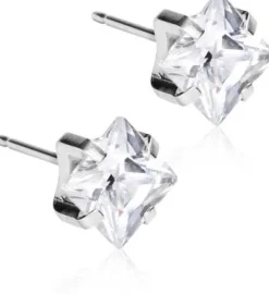 BlomdahlSilver Titanium Tiffany Edge CZ White 7 mm