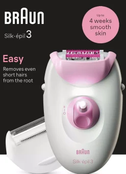 Braun Silk-épil 3 Corded Epilator For Hair Removal Weeks Of Smooth Skin 3-000