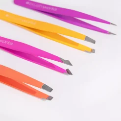 Brushworks HD 4 Piece Combination Tweezer Set - Brights