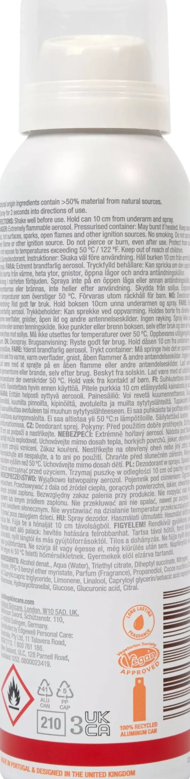 Bulldog Bergamot & Sandalwood Spray Deodorant 125 ml