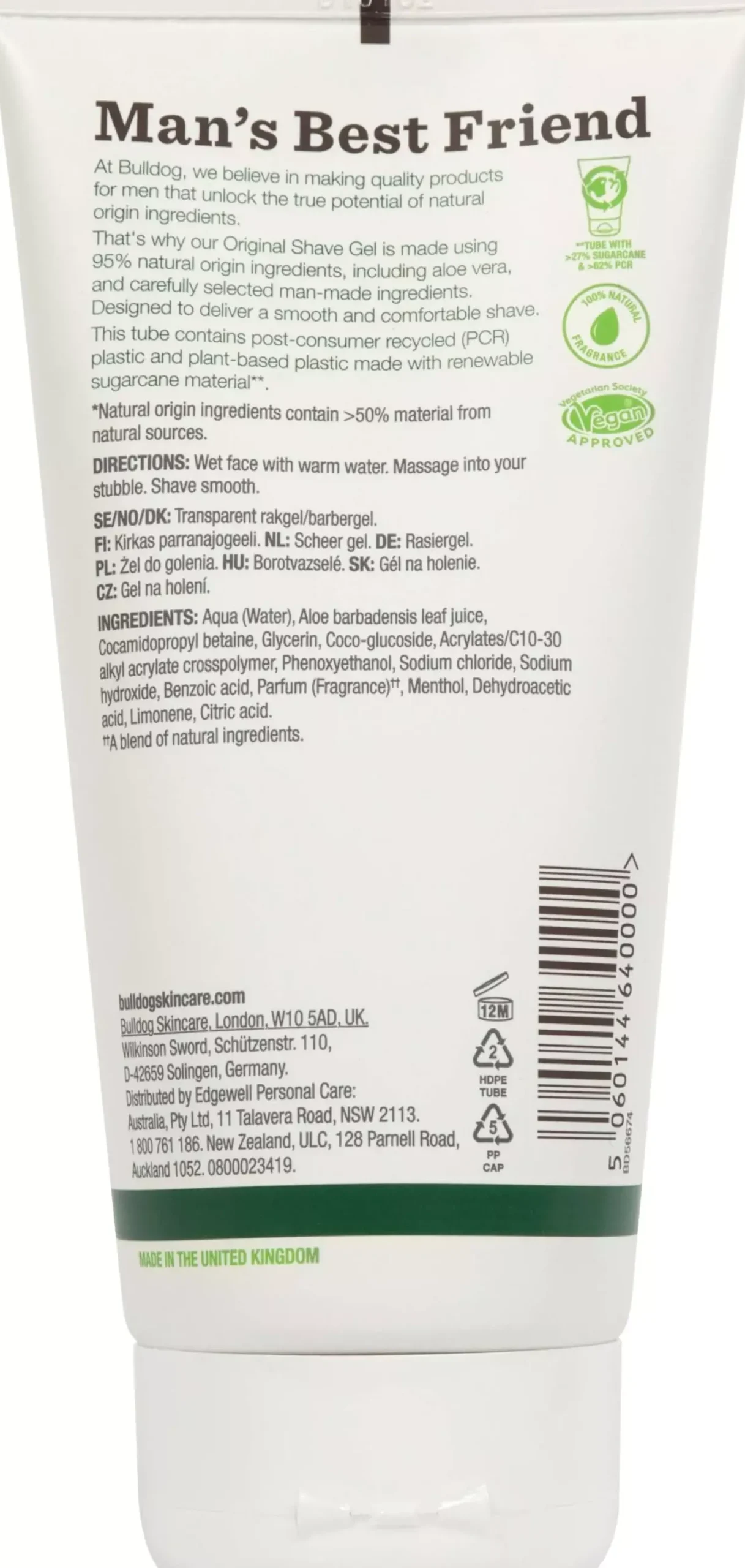 Bulldog Natural Grooming Original Shave Gel 175 ml