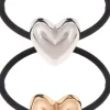 Dazzling Hair Ties Heart 2 pcs Silver/Gold