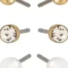 Dazzling J14 Earring Col 3-Pack W Bead Gold