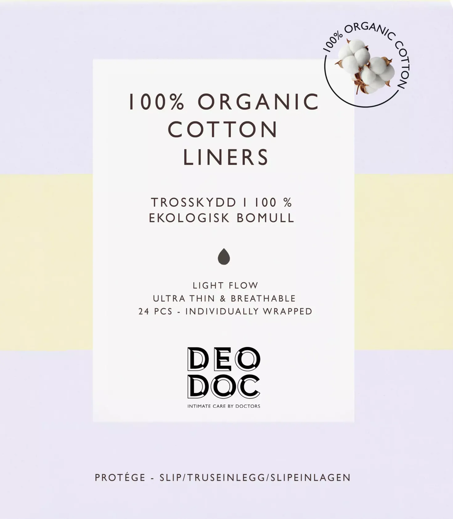DeoDoc Liners Organic Cotton Individually Wrapped 24 stk