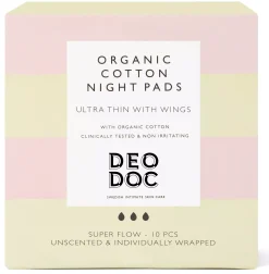 DeoDoc Organic Cotton Night Pad 10 stk