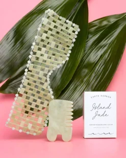 Earth Harbor Island Jade Gemstone Gua Sha + Massaging Comb