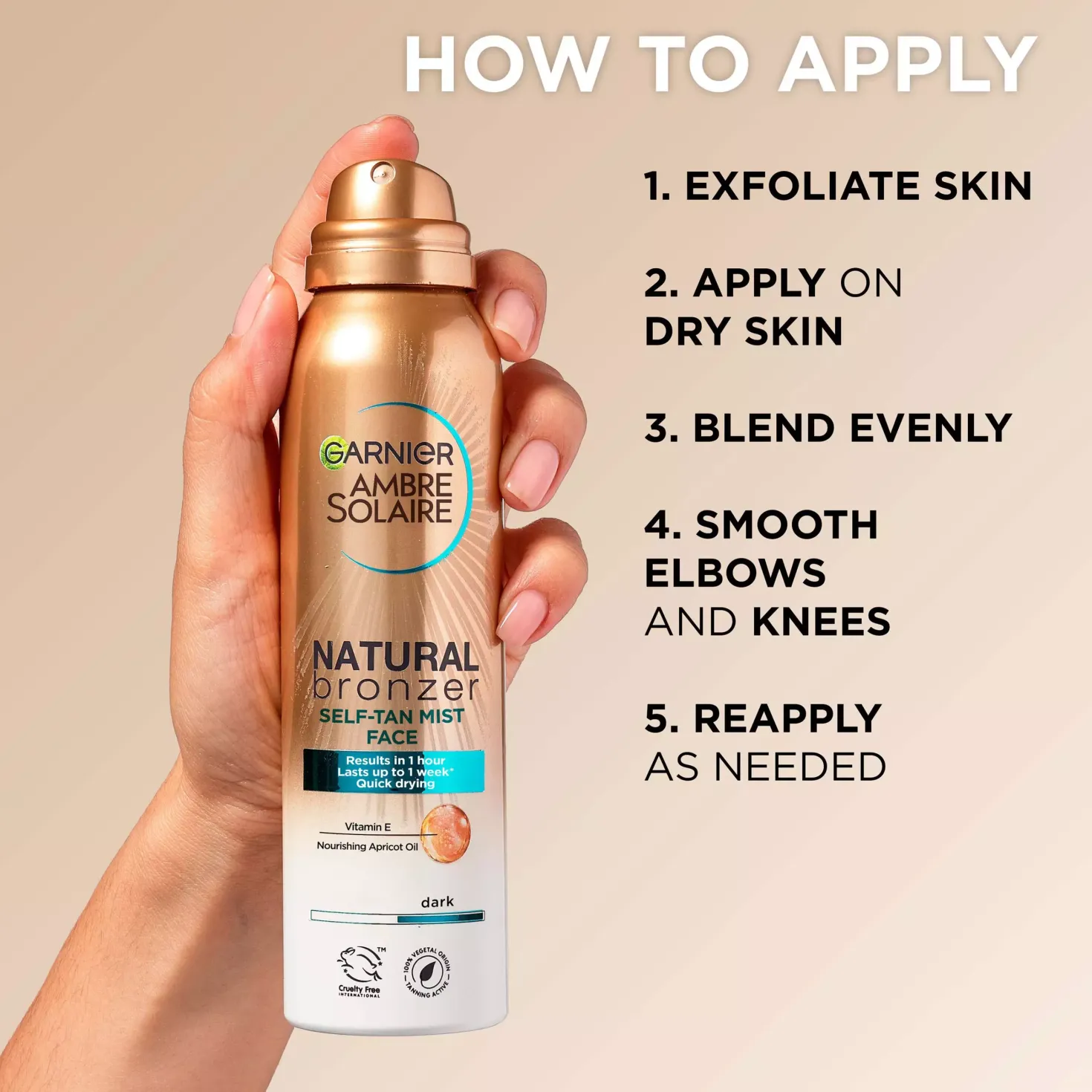 GarnierAmbre Solaire Natural Bronzer Self-Tan Mist Face for Normal Skin 75 ml