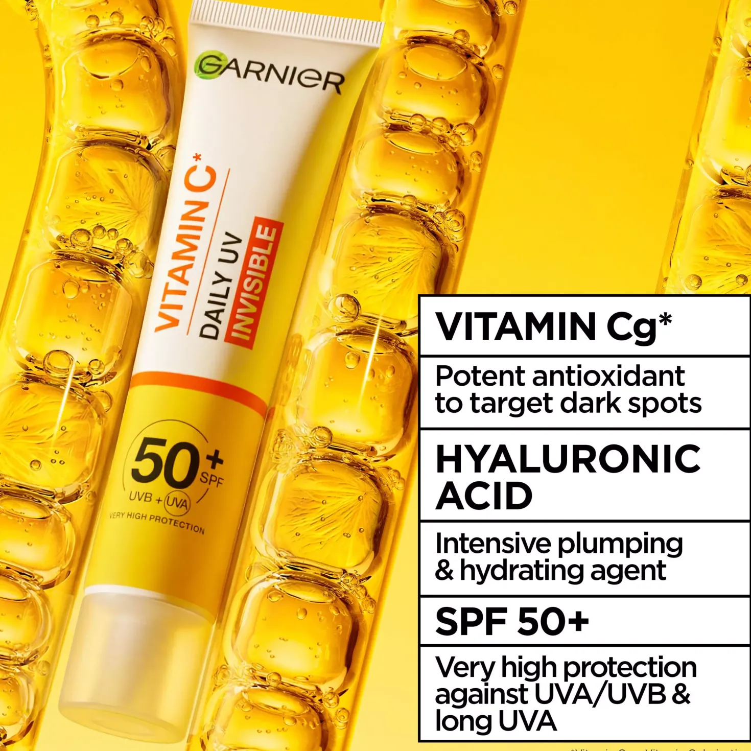 Garnier Vitamin C* Glow-Boosting Daily UV Fluid SPF50+ For Dull Skin Invisible 40 ml