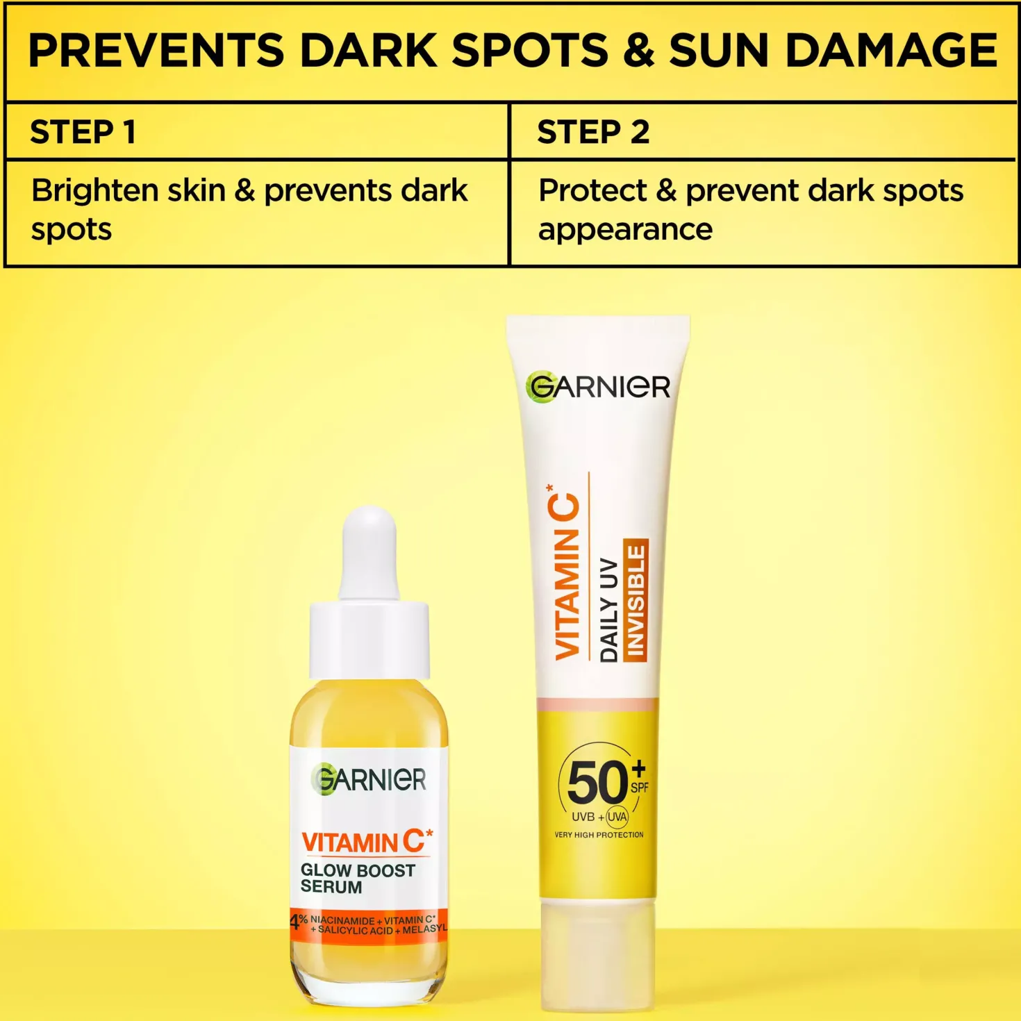 Garnier Vitamin C* Glow-Boosting Daily UV Fluid SPF50+ For Dull Skin Invisible 40 ml