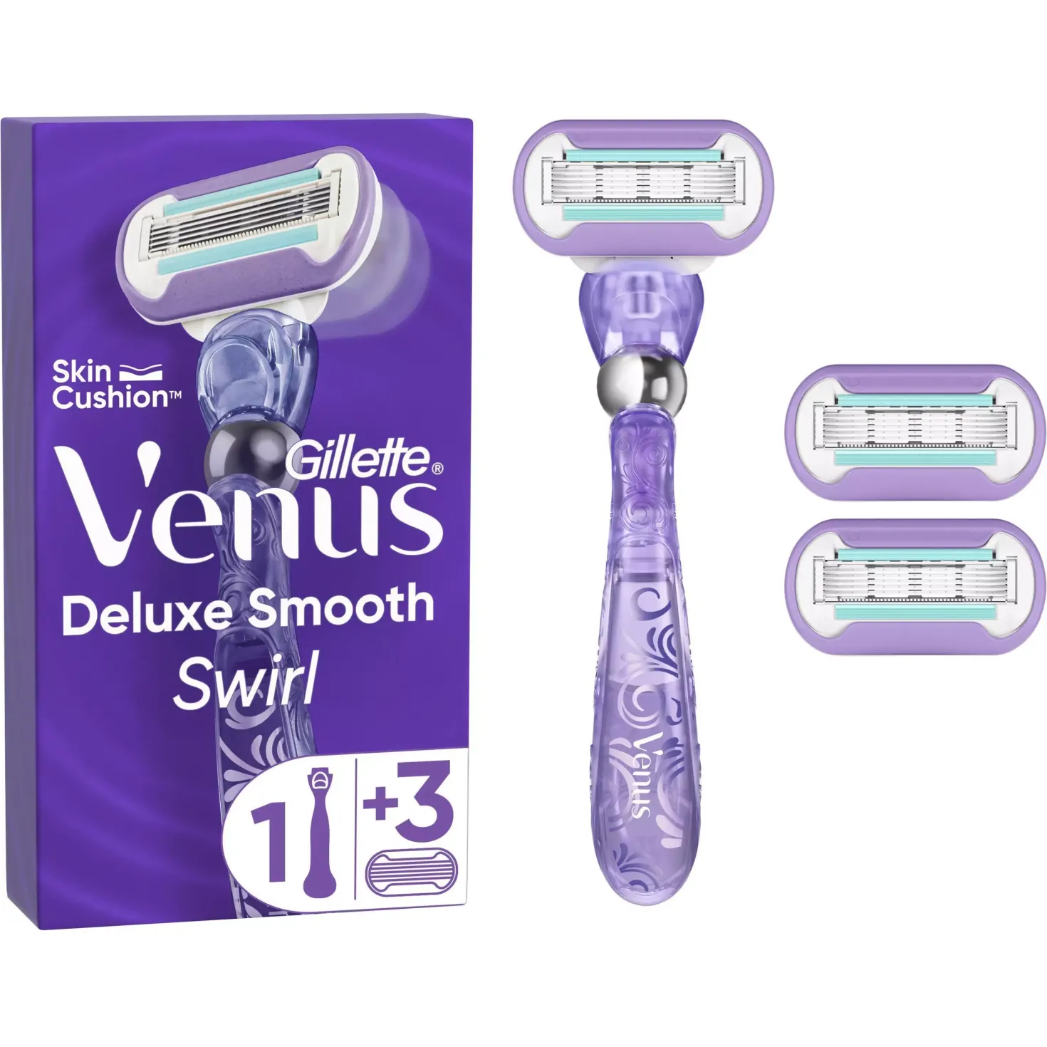 Gillette Venus Deluxe Smooth Swirl Razor 3 razor blade refills