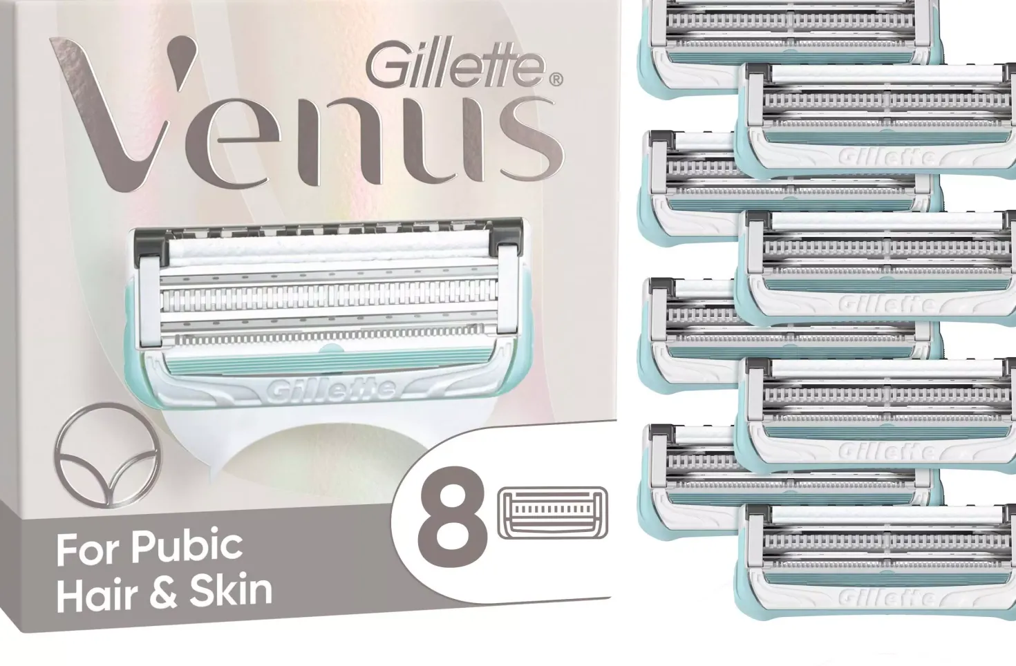 Gillette Venus For Pubic Hair and Skin 8 Razor Blade Refills
