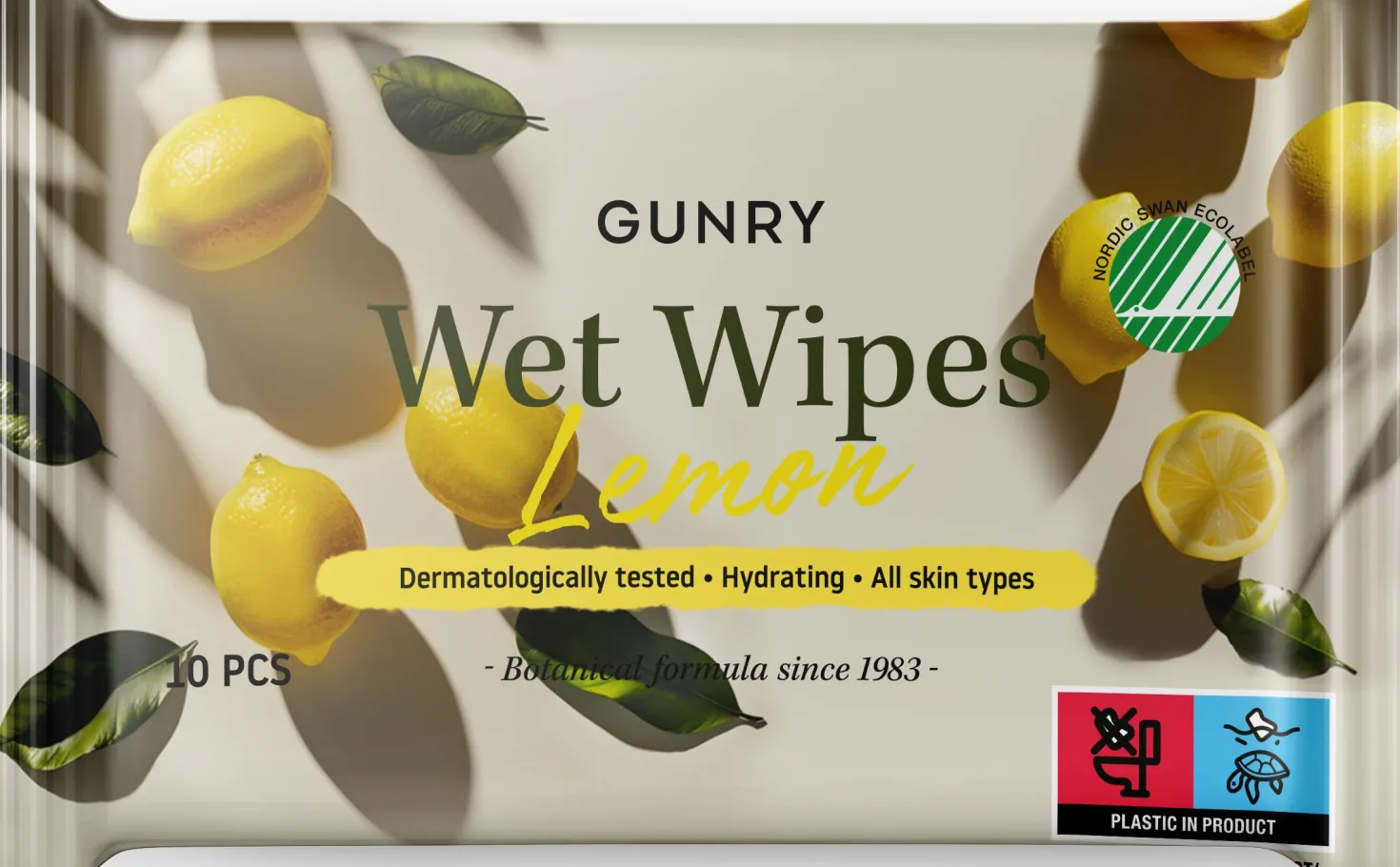Gunry Wet Wipes Lemon 10 stk