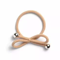 Ia Bon Hair Tie With Gold Bead Navy