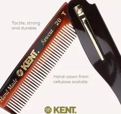 Kent Brushes Handmade Mens Folding Pocket Comb Fine