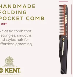 Kent Brushes Handmade Mens Folding Pocket Comb Fine