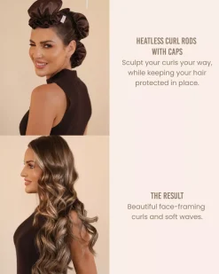 Lenoites Heatless Curling Rods with Caps 3-Pack Set Golden Sand