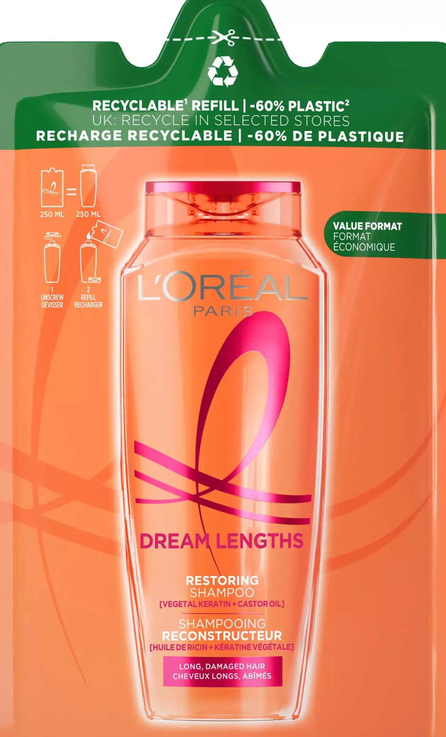 Loreal ParisElvital Dream Length Restoring Shampoo Refill 500 ml