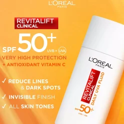 Loreal ParisRevitalift Clinical Daily Moisturizing UVA Fluid SPF50+ for Normal Skin 50 ml