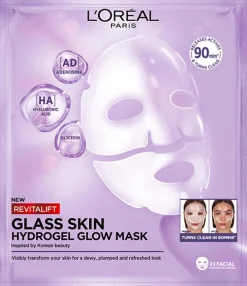 Loreal ParisRevitalift Filler 1,5% Hyaluronic Acid Serum 30 ml & Glass Skin Liquid Cream 50 ml & Hydrogel Glow Mask