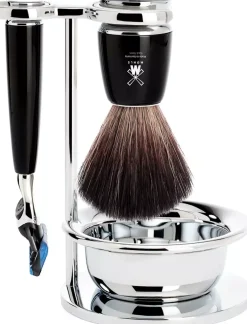 Mühle Rytmo Fusion Barbersett Black Fibre-Resin With Bowl Black