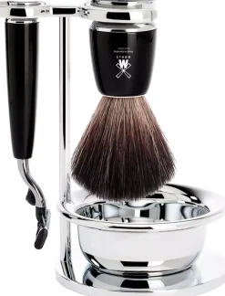 Mühle Rytmo Mach3Barbersett Black Fibre Resin With Bowl Black