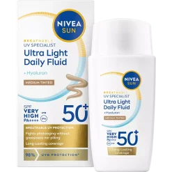 NIVEASUN UV Face Specialist Ultra Light Daily Fluid, Medium Tinted SPF 50+ 40 ml