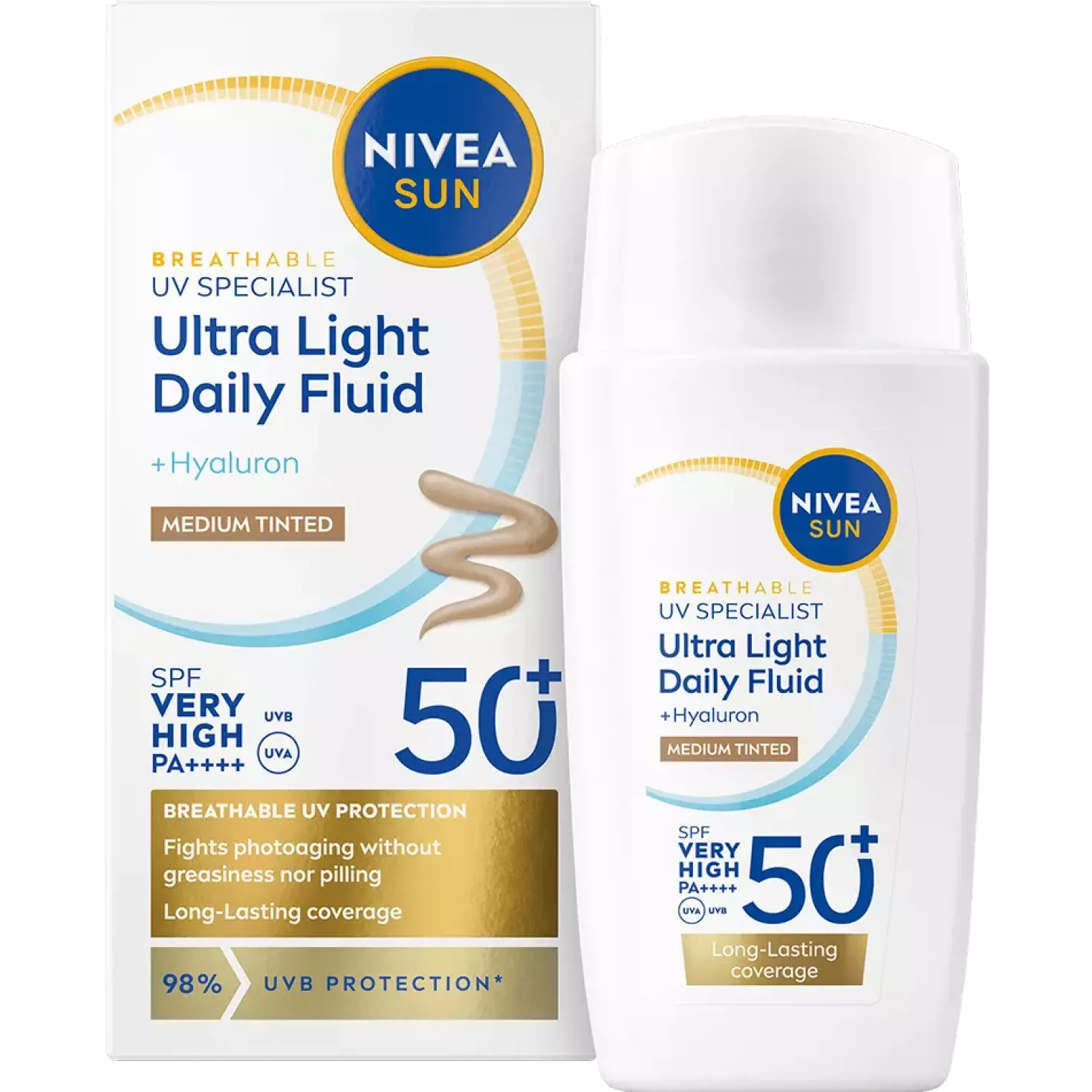 NIVEASUN UV Face Specialist Ultra Light Daily Fluid, Medium Tinted SPF 50+ 40 ml