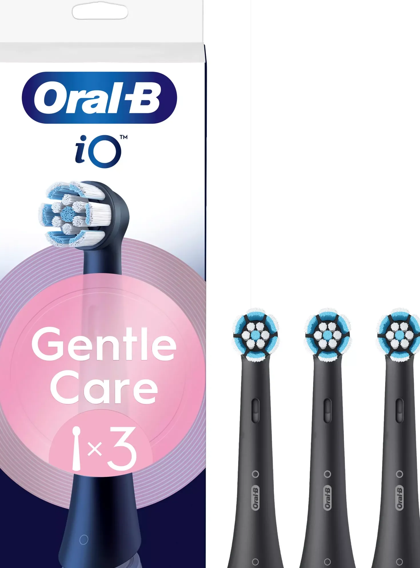 Oral B iO Gentle Care Toothbrush Heads Black 3 stk