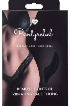 Pantyrebel Vibrating Lace Thong Black
