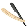 Parker Shaving Parker PTPBA - Light Wood Handle Push Type Black Blade Holder Barber/Straight Razor