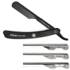 Parker Shaving PTABK Adjustable Push w. 3 blade option Metal Black Barber/Straight Razor
