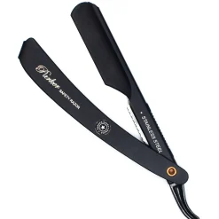 Parker Shaving PTBMETAL-Black Steel Push Type Barber/Straight Razor