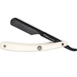Parker Shaving PTWBA - White ABS Handle Push Type Black Blade Holder Barber/Straight Razor
