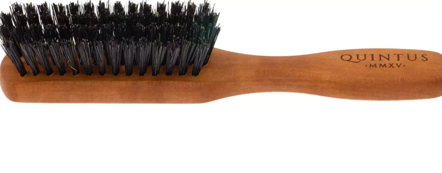 Quintus MMXV Beard Brush Pearwood with Handle Wild Boar Bristles