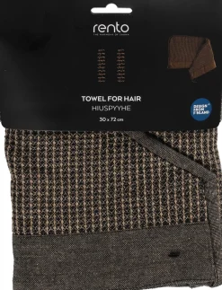 RentoKenno Hair towel 30x72 cm Black/Beige