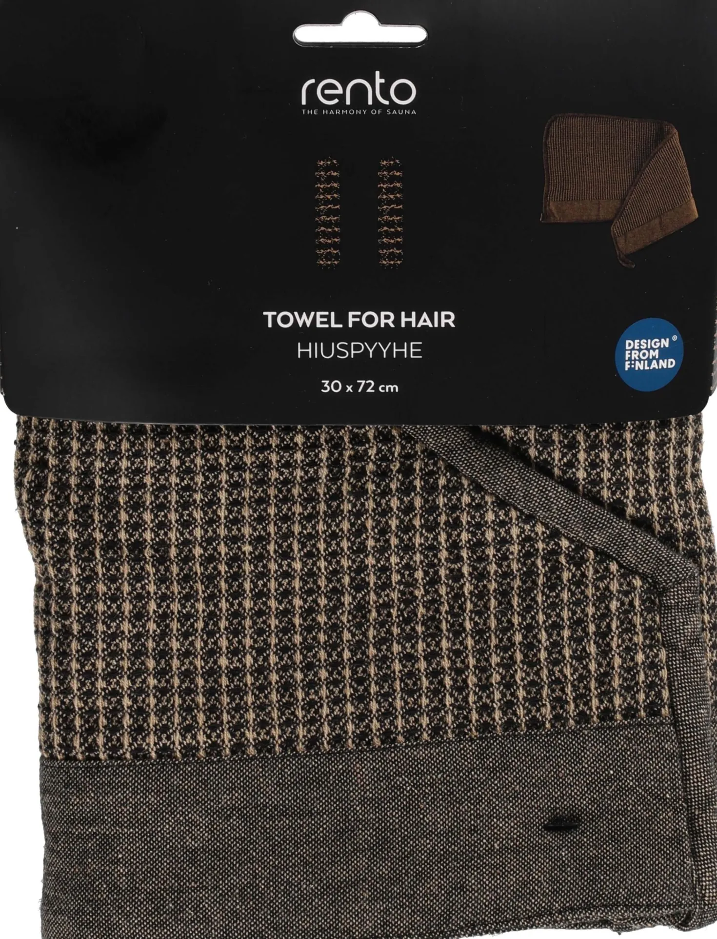 RentoKenno Hair towel 30x72 cm Black/Beige