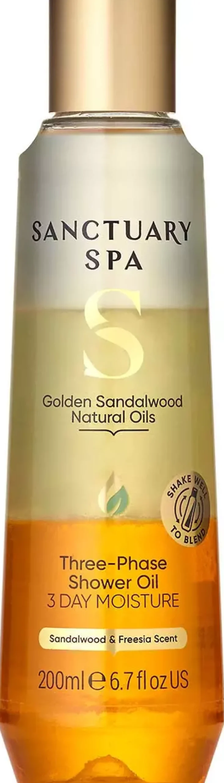 Sanctuary SpaGolden Sandalwood Natural Oils Three-Phase Shower Oil 200 ml