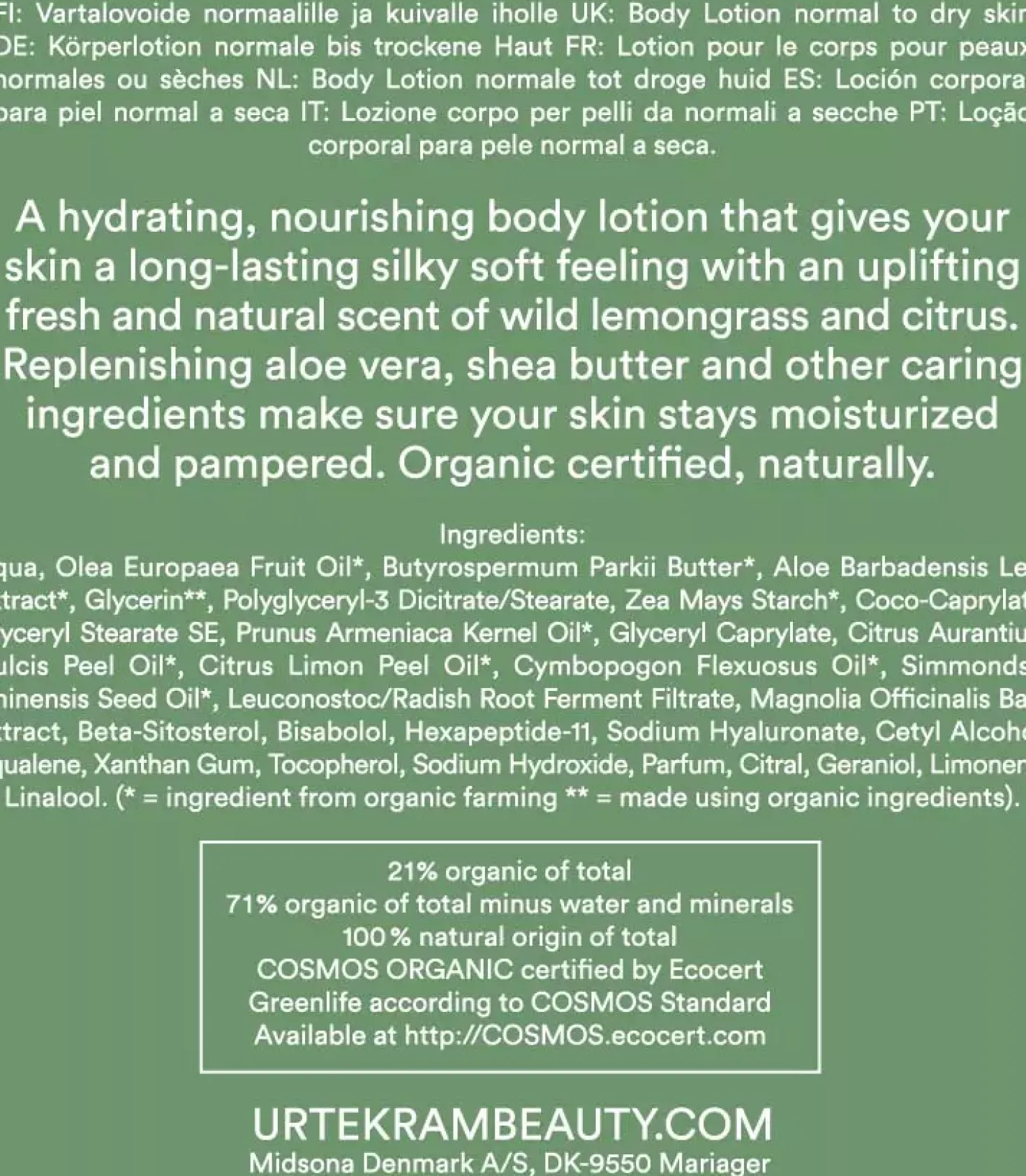 UrtekramWild Lemongrass Body Lotion 245 ml