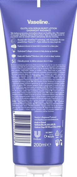 Vaseline Gluta Hya Overnight Radiance Body Serum 200 ml