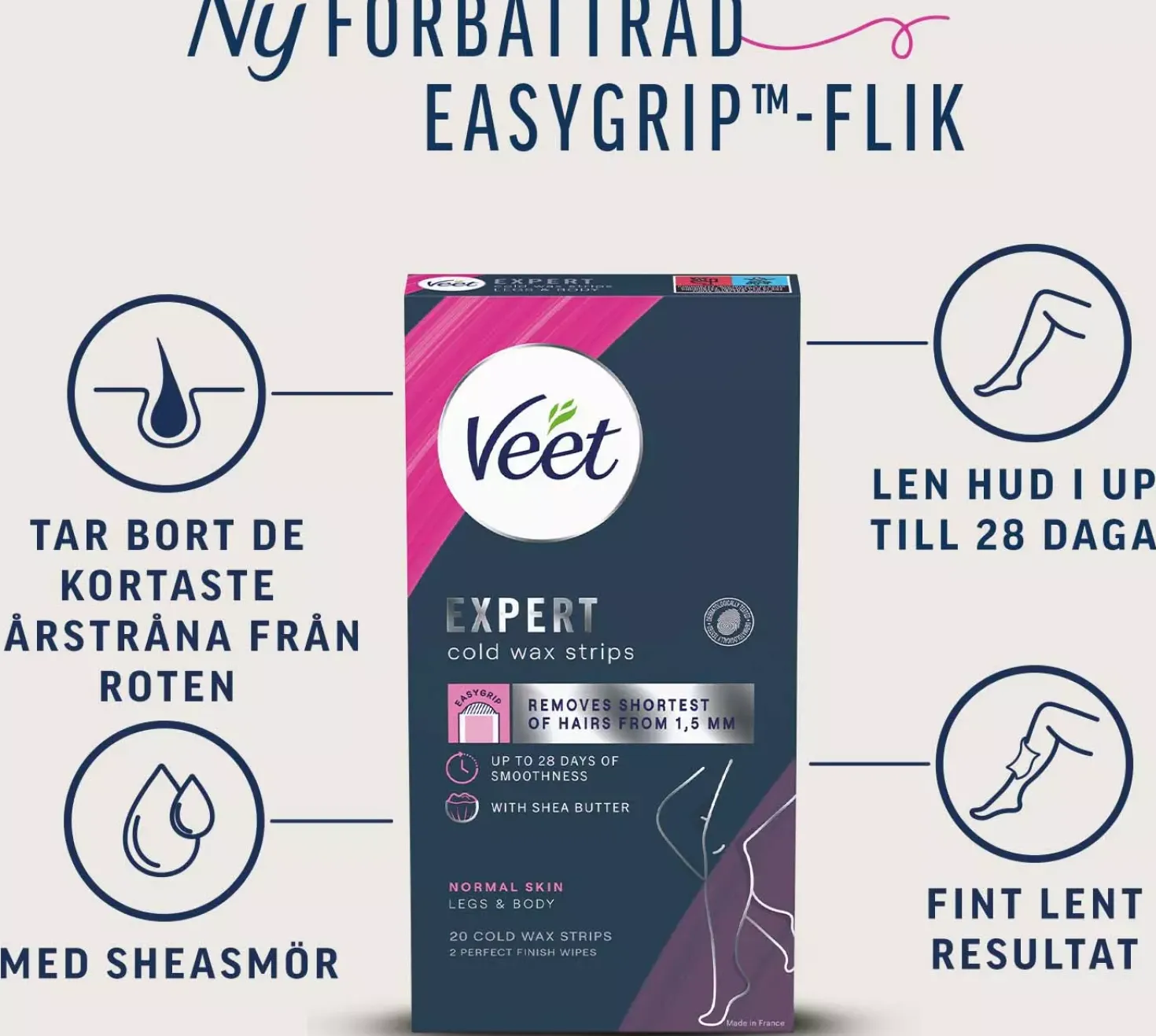 VeetExpert Cold Wax Strips Normal 20 stk